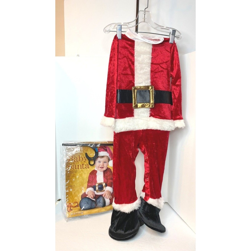 Christmas Santa Claus Costume Kids Baby Romper Hat Suit Large 18m- 2T